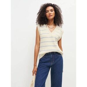 Reformation Janey Cotton Sweater Vest, Pablo Stripe, Size S